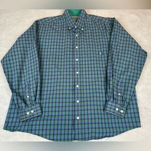 Cinch Shirt Men’s Large Green Purple Checkered Long Sleeve Rodeo Western
